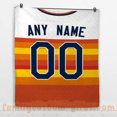 Custom Premium Quilt Blanket Houston Jersey Baseball Personalized Quilt Gifts for Her & Him